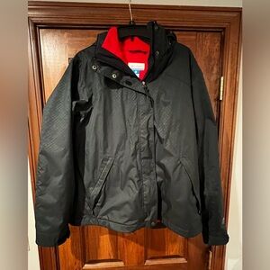 Columbia Women’s Black Winter Jacket with Removable Red Fleece Lining